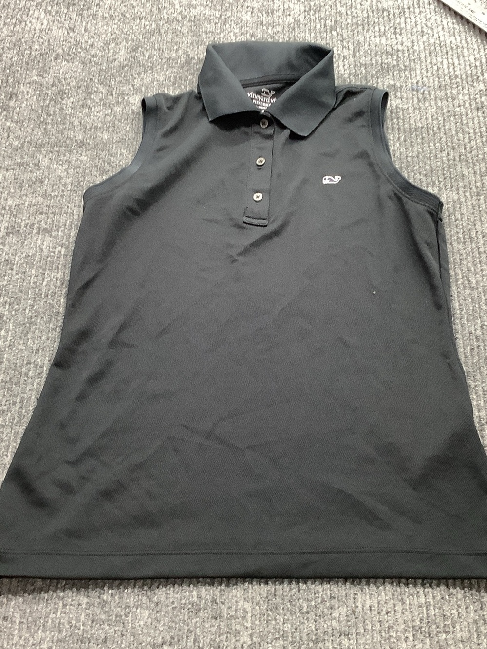 Vineyard Vines Black Sleeveless Polo Tank Top with Whale Logo
